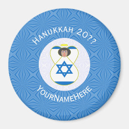 Personalisierte israelische Angel-Hanukka-Fahne Magnet