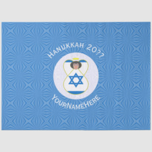 Personalisierte israelische Angel-Hanukka-Fahne Seidenpapier