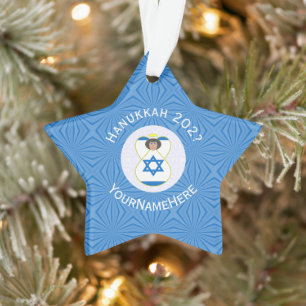 Personalisierte israelische Engel-Hanukkah-Flagge  Ornament