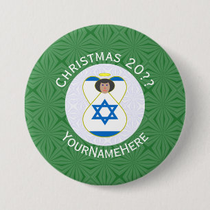 Personalisierte israelische Engel-Weihnachtsflagge Button