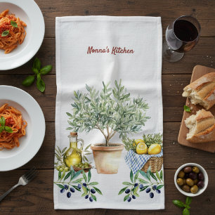 Personalisierte italienische Aquarell-Kochkunst Geschirrtuch