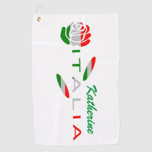 Personalisierte italienische Flagge Rosa Golfhandtuch