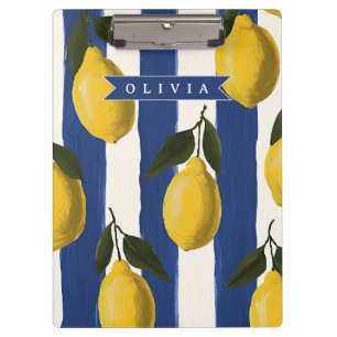 Personalisierte italienische Zitronenstreifen-Küst Klemmbrett
