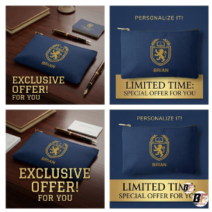 Personalisierte Ivy League-Wappen Navy Blau Tech Zubehörtasche