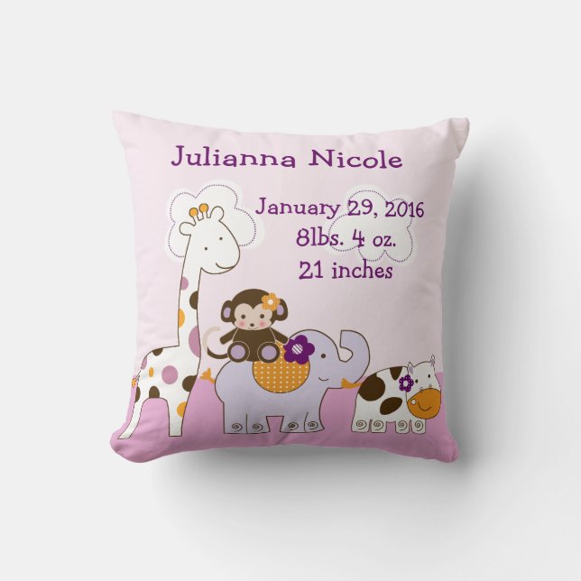 Personalisierte Jacana Girl Animals Pillow Keepake Kissen (Vorderseite)