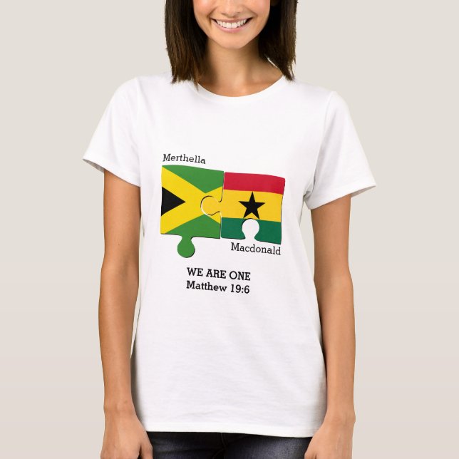 Personalisierte JAMAICA GHANA-Christliche Flagge T-Shirt (Vorderseite)