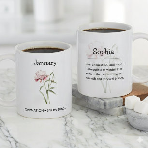 Personalisierte Januar-Geburtsmonatsblume Jumbo-Tasse