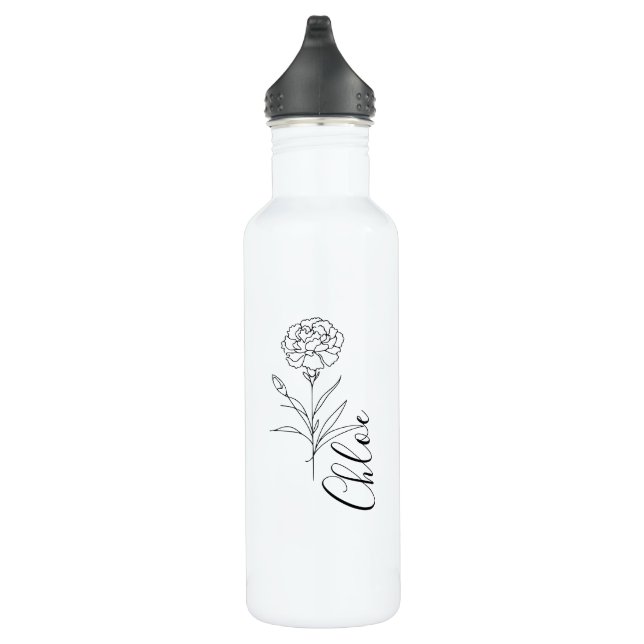 Personalisierte Januar-Nelkenbildung Blume Edelstahlflasche (Rechts)