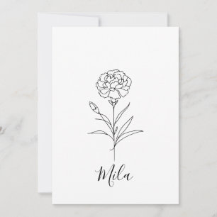 Personalisierte Januar-Nelkenbildung Blume Einladung