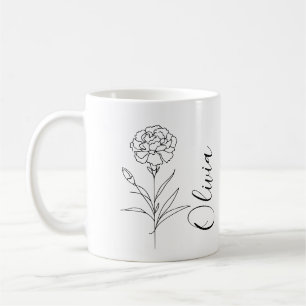 Personalisierte Januar-Nelkenbildung Blume Kaffeetasse