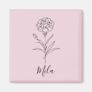 Personalisierte Januar-Nelkenbildung Blume Magnet