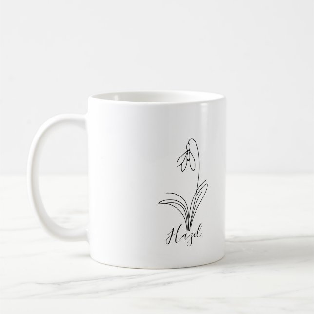 Personalisierte Januar-Schneeschauer Geburtstagsfe Kaffeetasse (Links)