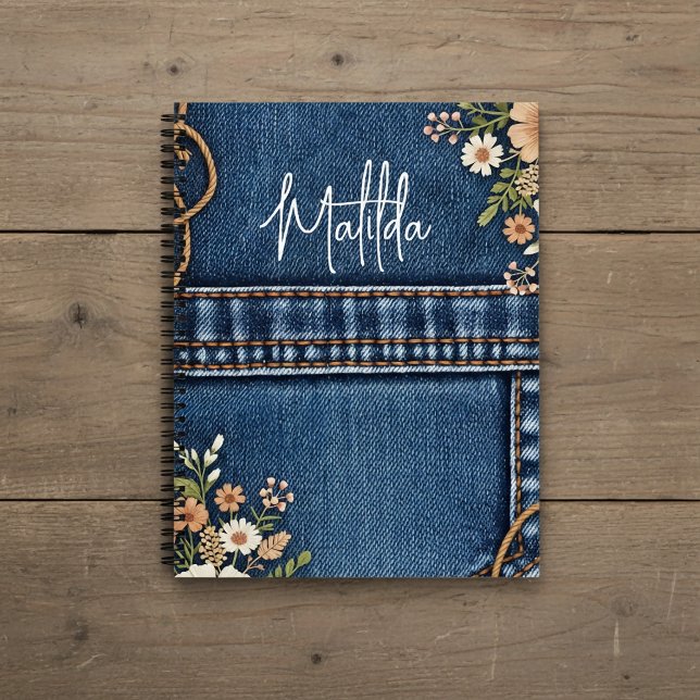 Personalisierte Jeans und Blumen  Notizbuch (Von Creator hochgeladen)