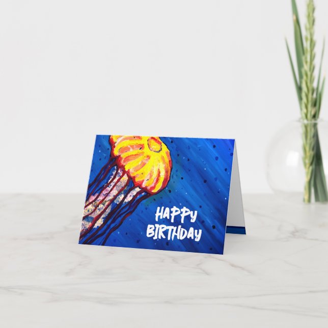 Personalisierte Jellyfish Happy Birthday Card Dankeskarte (Vorderseite)