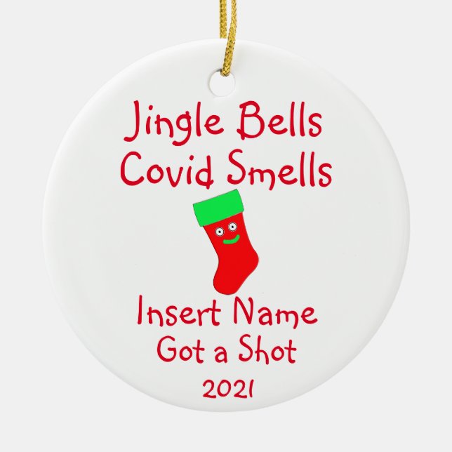 Personalisierte Jingle Bells, Covid-19 Riecht Kera Keramik Ornament (Vorne)