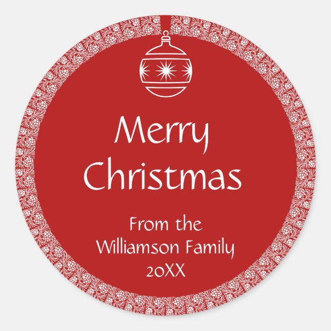 Personalisierte Jugendstil Retro Weihnachtsgeschen Runder Aufkleber (Vorderseite)