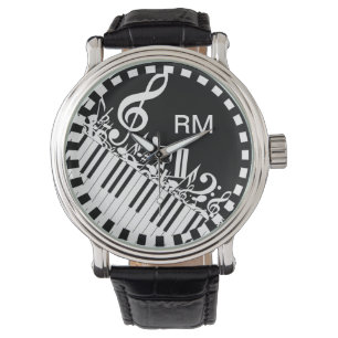 Personalisierte Jumbled-Musiknotizen und -Klaviert Armbanduhr