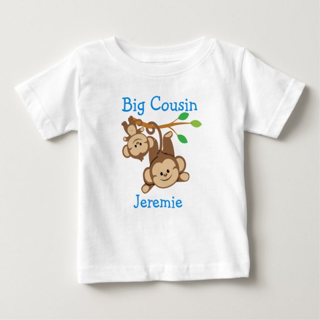 Personalisierte Junge Affen Big Cousin Baby T-shirt (Vorderseite)