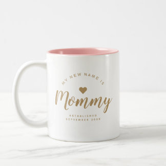 Personalisierte Junge Mutter Baby Ankündigung Zweifarbige Tasse