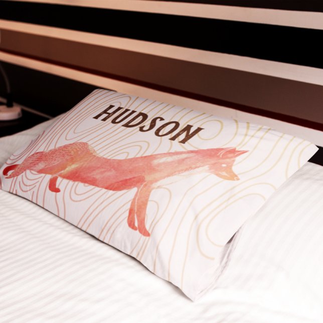 Personalisierte Junge Zimmer Fox Holzstruktur Kissenbezug (Von Creator hochgeladen)