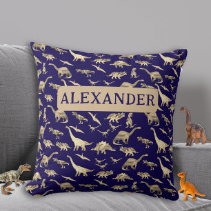 Personalisierte Jungen Dinosaurier Blau Kissen
