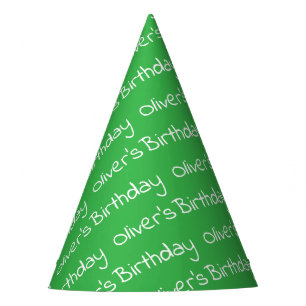 Personalisierte Jungen-Name Geburtstags-Grüne Part Partyhütchen