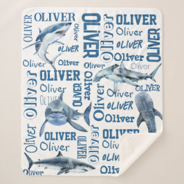 Personalisierte Jungen nennen Decken mit Haie