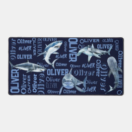 Personalisierte Jungen nennen Haie-Collage Schreibtischunterlage