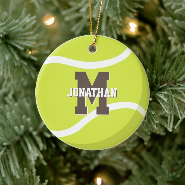 personalisierte Jungen Sportgeschenke Tennis Keramik Ornament (Baum)