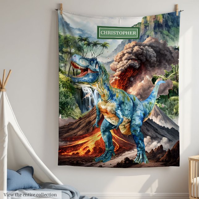 Personalisierte Jungen zum Geburtstag Blanket mit  Fleecedecke (Personalized Boys Birthday Blanket with Dinosaur Name)