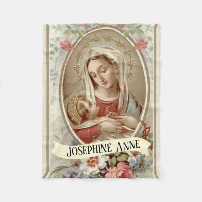 Personalisierte Jungfrau Madonna Mary mit Baby Fleecedecke (Vorderseite)