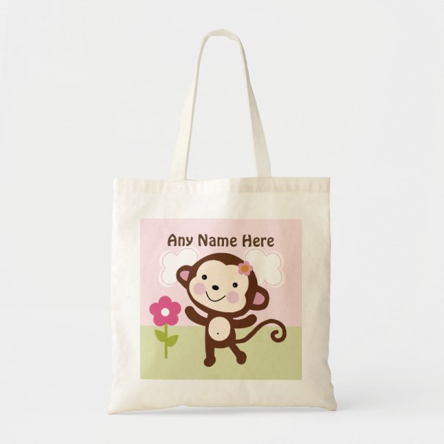 Personalisierte Jungle Girl Monkey Toag Tragetasche (Vorne)