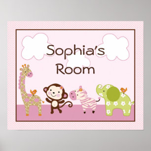 Personalisierte Jungle Jill/Girls Animals Poster/P Poster