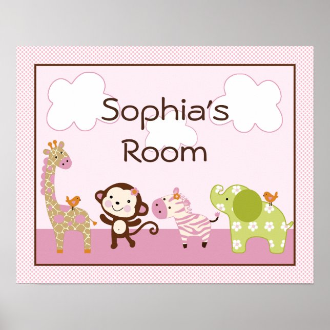 Personalisierte Jungle Jill/Girls Animals Poster/P Poster (Vorne)