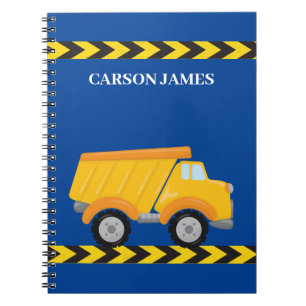 Personalisierte Jungs Dump Truck Blue Kids Notizblock