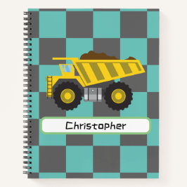 Personalisierte Jungs Dump Truck Kids School Notizbuch