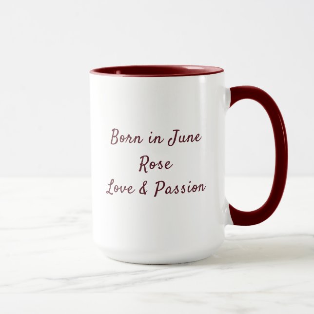 Personalisierte Juni-Geburtsblume Rose Benutzernam Tasse (Rechts)