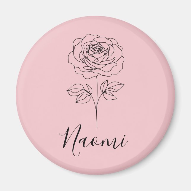 Personalisierte Juni Rose Geburtstag Blume Geschen Magnet (Vorne)