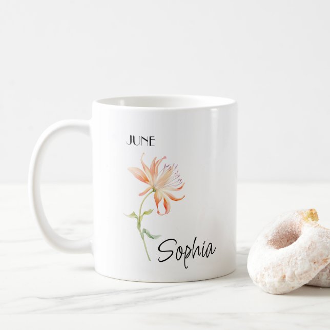 Personalisierte Juniblume, Kaffeetasse (Mit Donut)