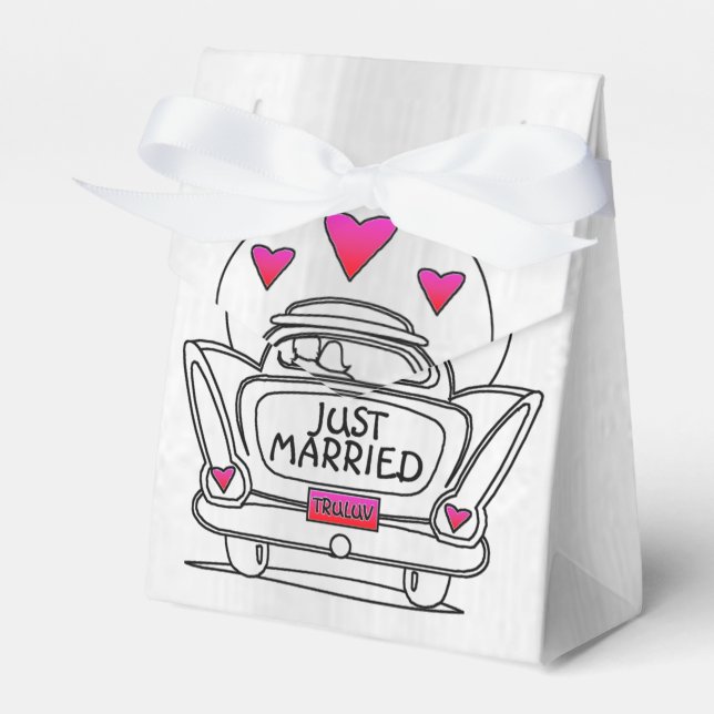 Personalisierte "Just Married Honeymoon Car Fevor  Geschenkschachtel (Vorderseite)