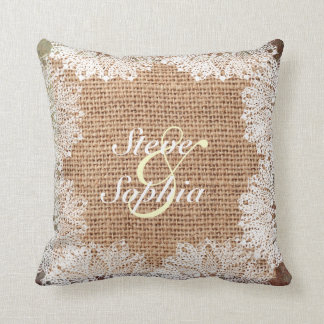 Personalisierte Jute-Jute und Spitze Kissen