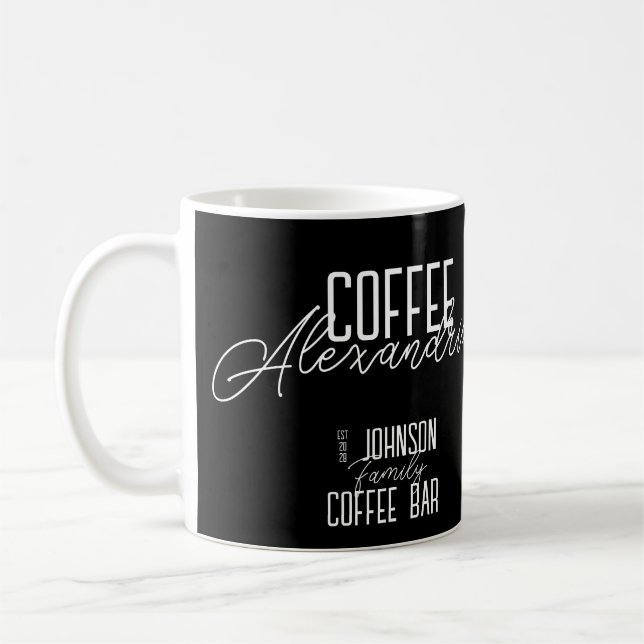 Personalisierte Kaffee-Bar Schwarz und Weiß Kaffeetasse (Links)