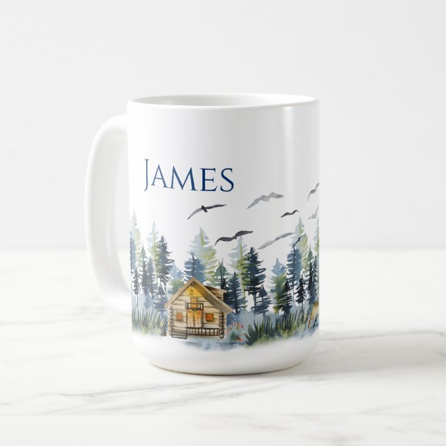 Personalisierte Kaffee Tasse Nordic Mountain Thema (Vorderseite Links)