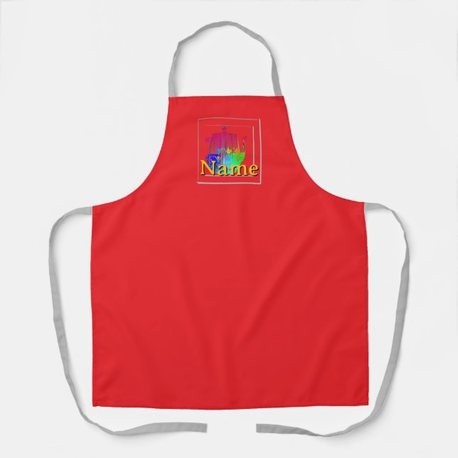 Personalisierte Kaffeekanne Rot Schürze (Vorderseite)