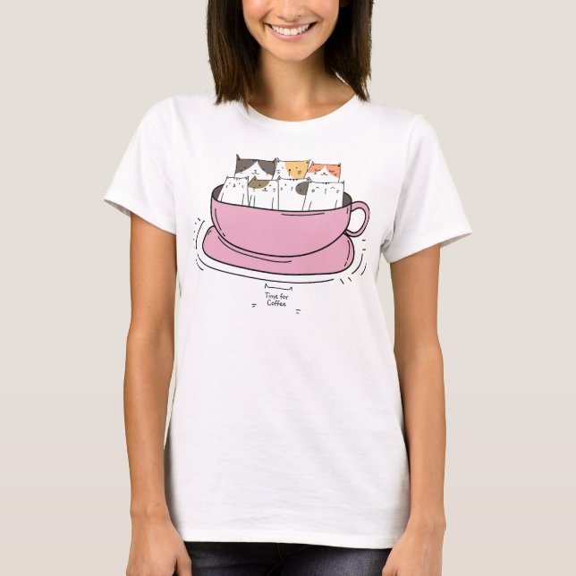 Personalisierte Kaffeekatzen T-Shirt (Vorderseite)