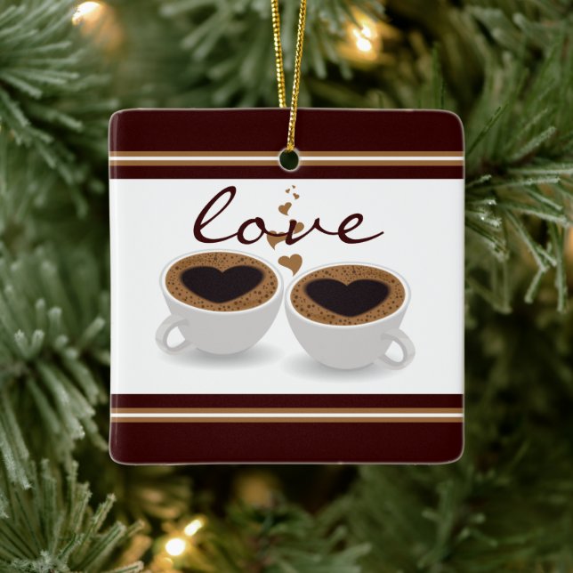 Personalisierte Kaffeekuchen Couple in der Liebe W Keramikornament (Baum)