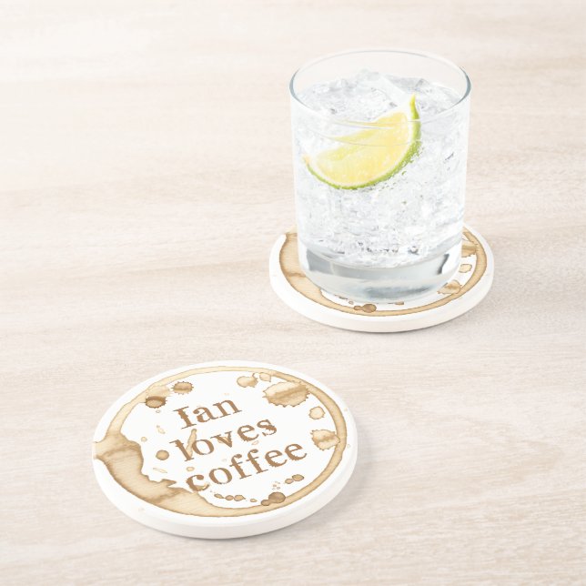 Personalisierte Kaffeestängen Grunge Text Spaß Getränkeuntersetzer (Seite)