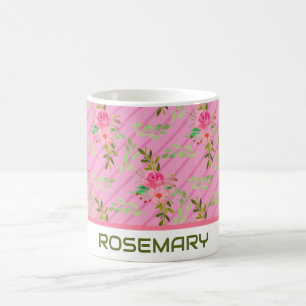 Personalisierte Kaffeetasse mit Blumen und Blätter