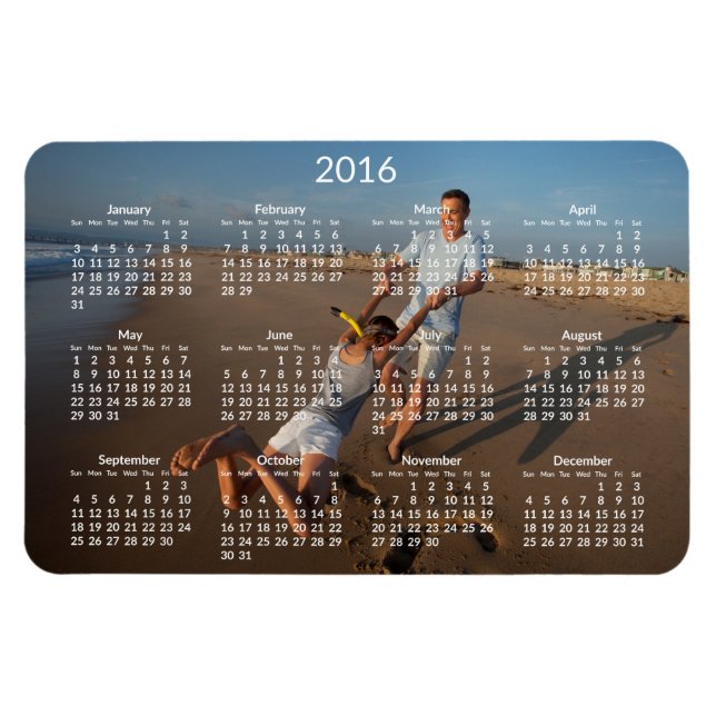 Personalisierte Kalender 2016 große flexible Magne Magnet (Horizontal)