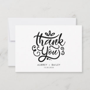 Personalisierte Kalligrafie-Hochzeits-Dankeskarten Dankeskarte